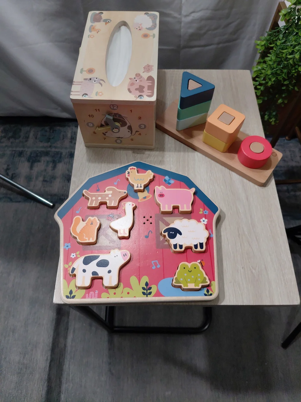 Wooden Farm Animal Puzzle & Stacking Toy Set - Multicolor